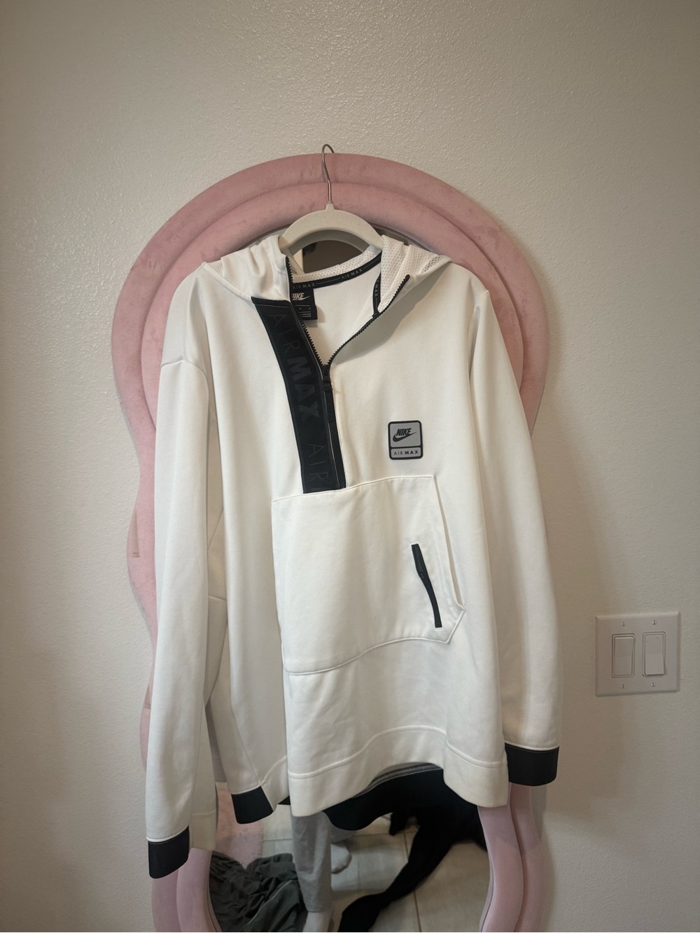 Nike Men’s White Half-Zip Hoodie with Black Accents